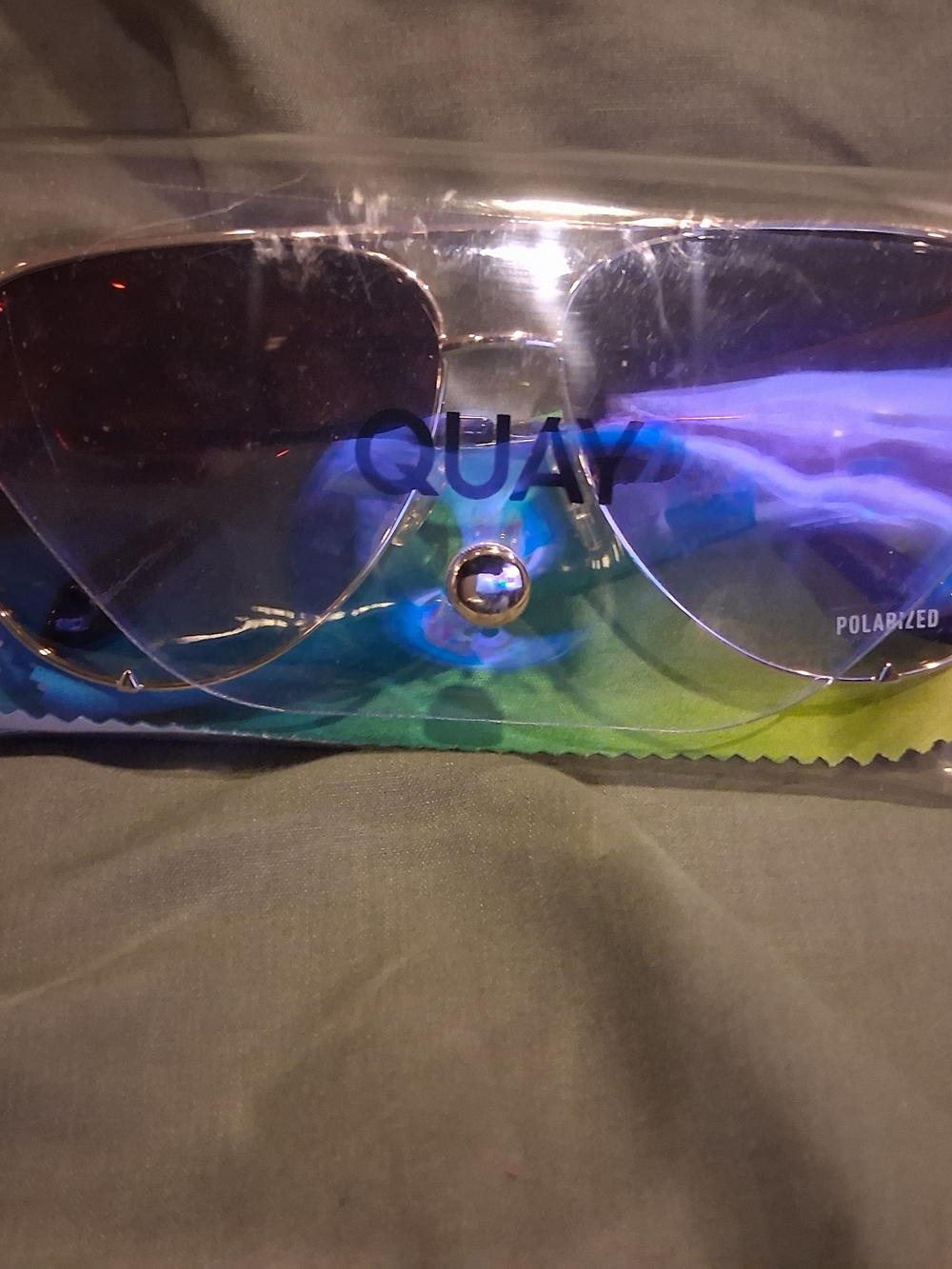 Quay Australia Aviator Sunglasses - Blue Gradient Lenses
